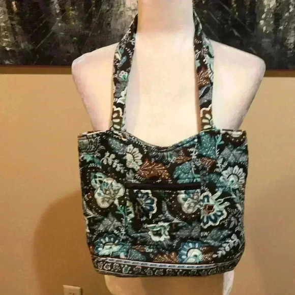 Vera Bradley Brown Floral Quilted Shoulder Bag with Side & 4 Inside Pockets. - Picture 1 of 13